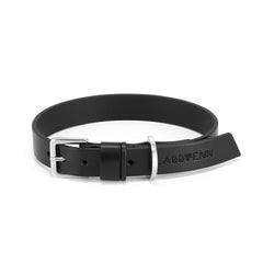 Kullo Natural Italian Black Leather Dog Collar by Labbvenn
