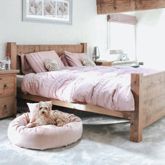 Personalised Donut Dog Bed In Blush Pink Velvet by Miaboo