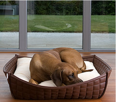 Luxury Leather Orthopaedic Bowl Dog Bed