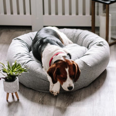 Luxury Misty Grey Weave Donut Dog Bed | Miaboo
