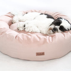 Personalised Donut Dog Bed In Blush Pink Velvet by Miaboo