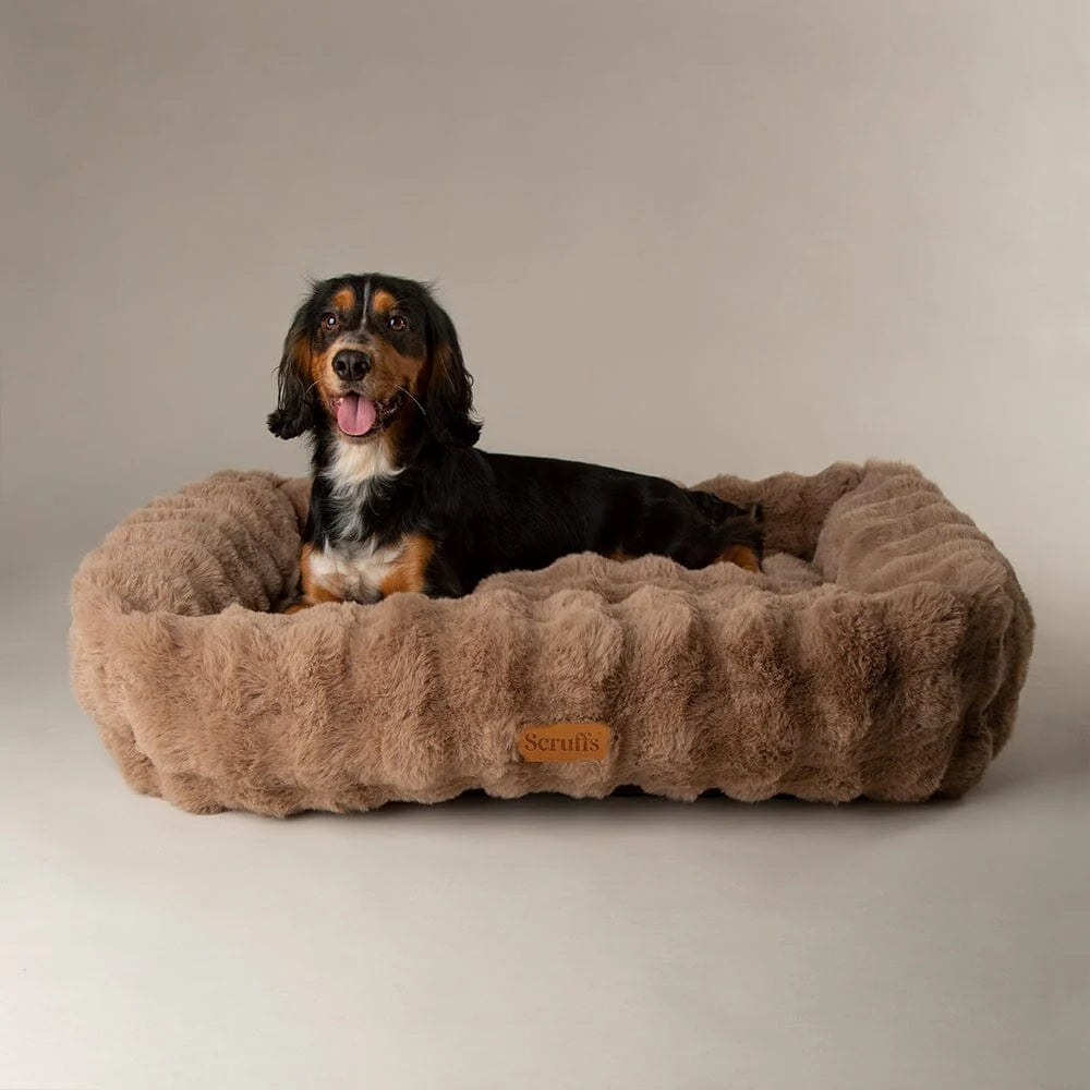 Alpine Box Dog Bed - Taupe Faux Fur