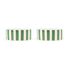 Amalfi Stripe 2 Piece Dog Food & Water Bowl Set - Green