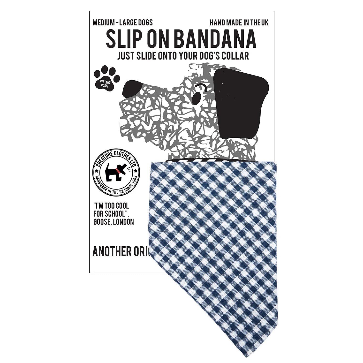 Creature Clothes Slip On Bandana Blue Gingham