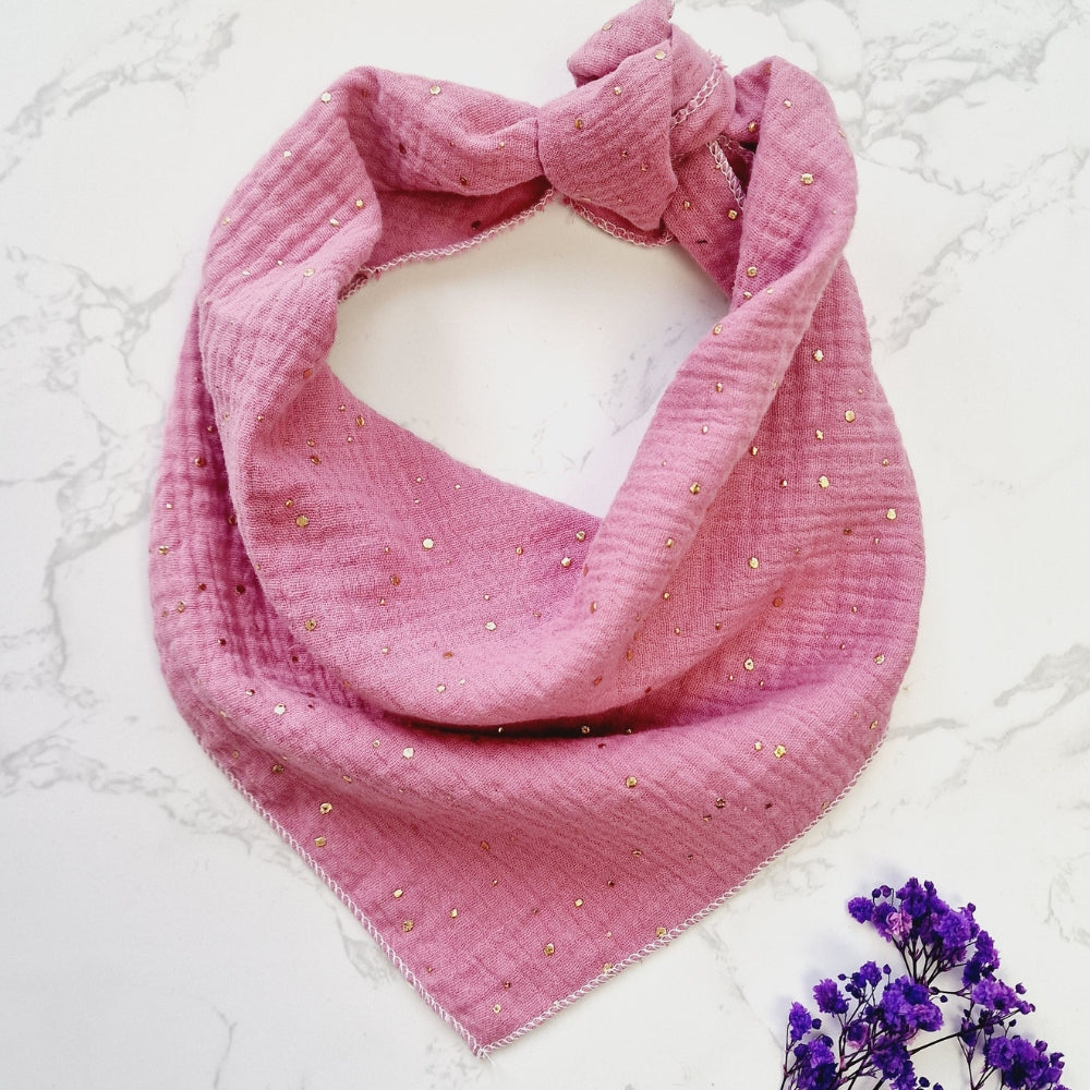 Blushing Pink Dots Muslin Dog Bandana