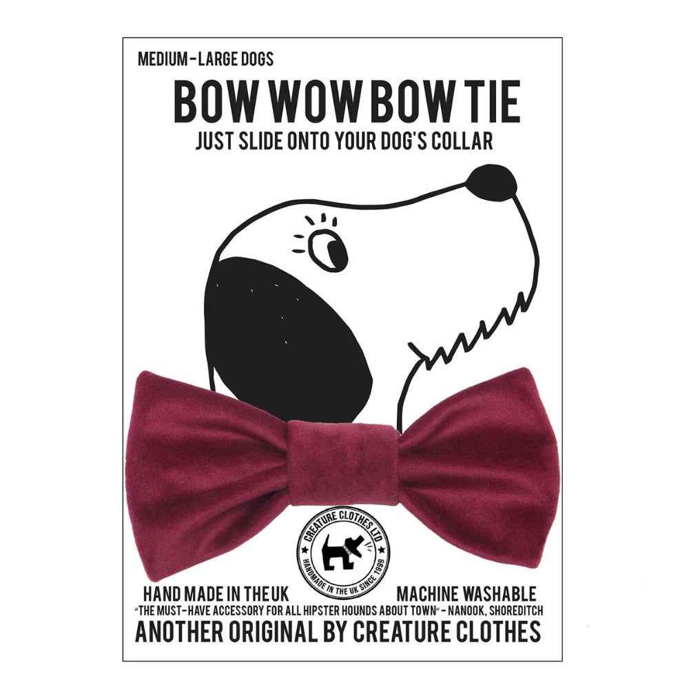 Cranberry Velvet Dog Bow Tie