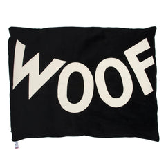 Creature Clothes Big Old Woof Dog Doza Bed In White on Black