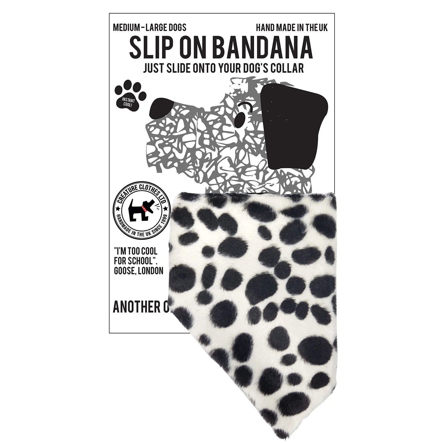 Creature Clothes Slip On Bandana Dalmatian Faux Fur