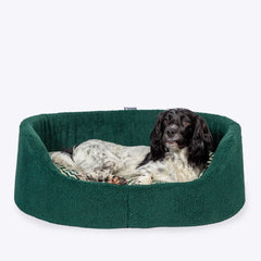Danish Design Green Herringbone Sherpa Fleece Slumber Dog Bed