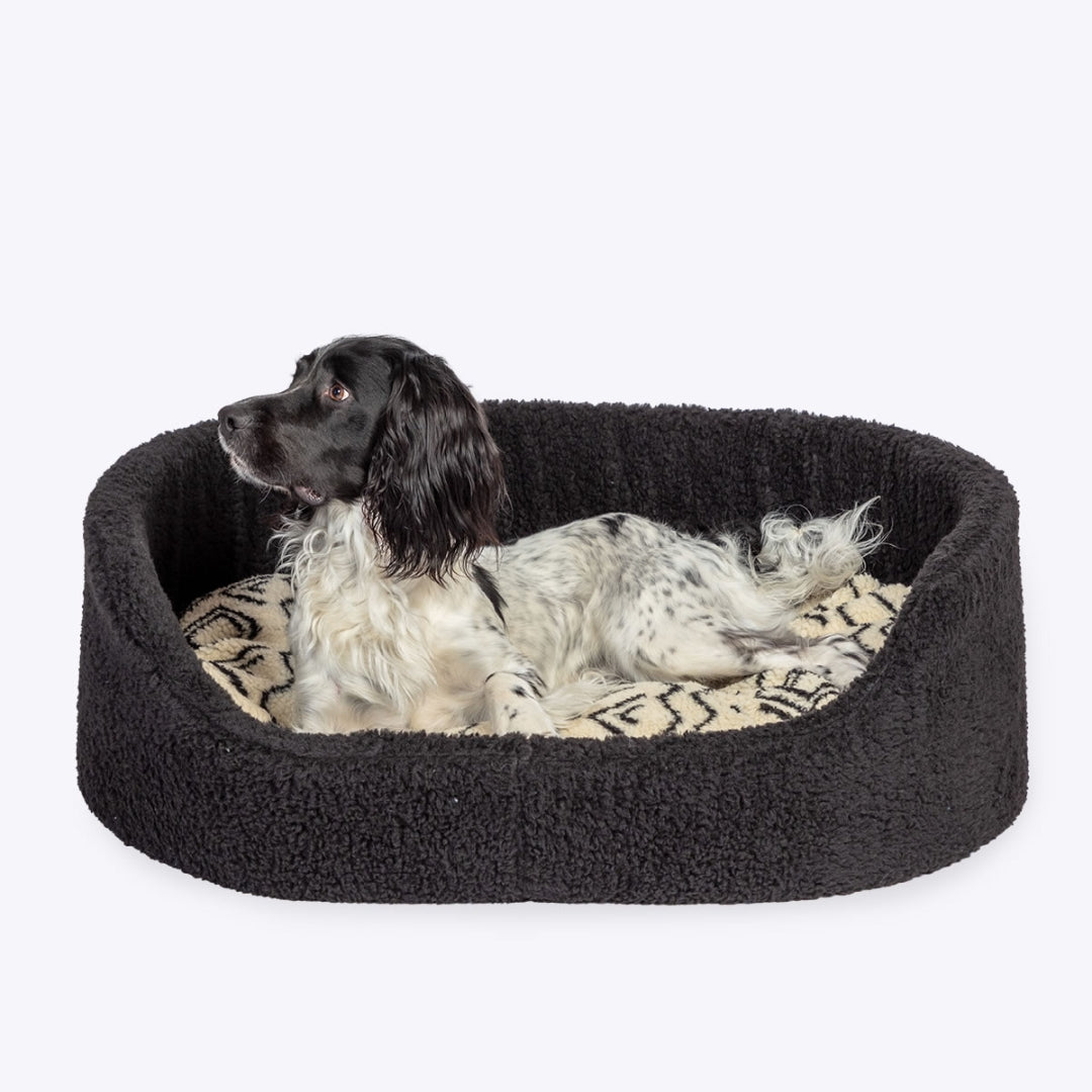 Danish Design Neutral Geometric Sherpa Fleece Slumber Dog Bed