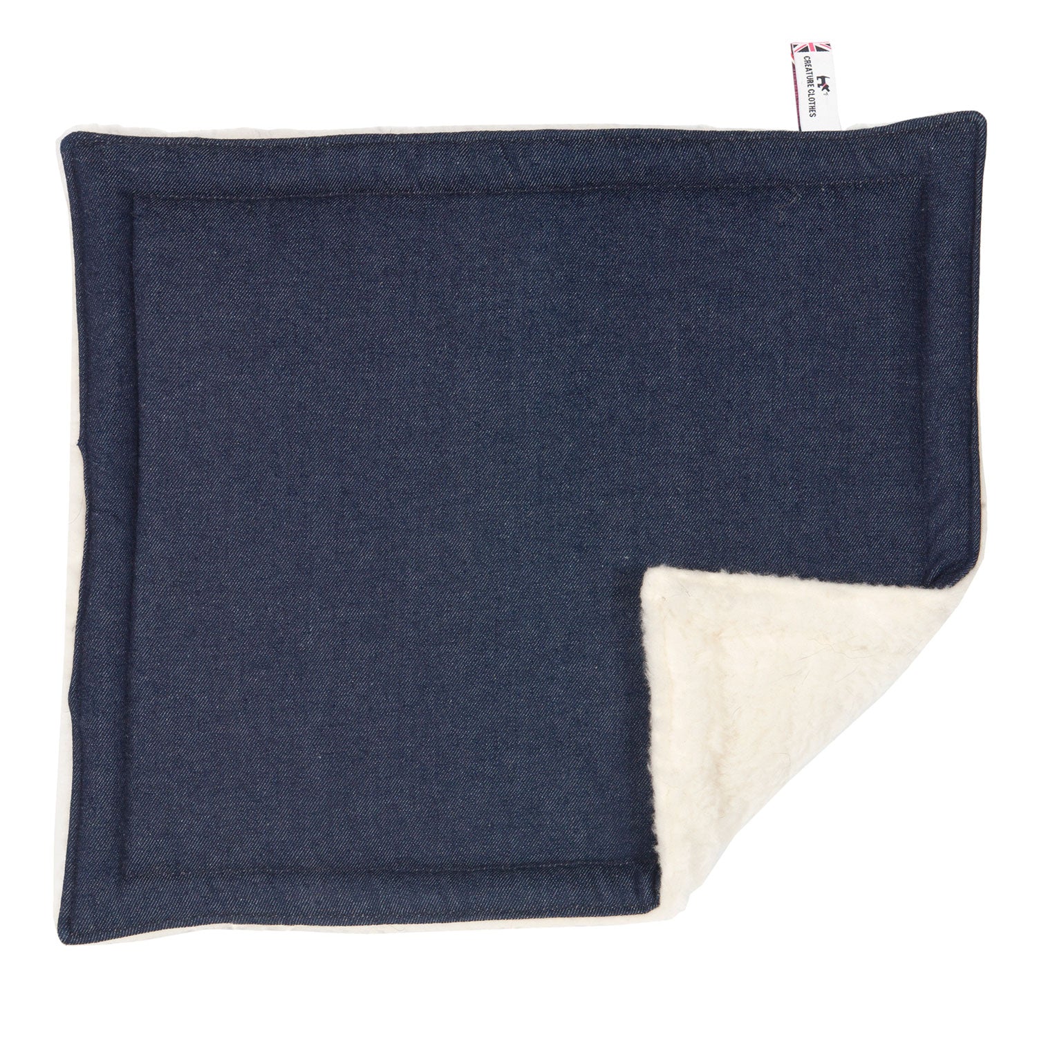 Creature Clothes Padded Dog Blanket in Denim and Sherpa