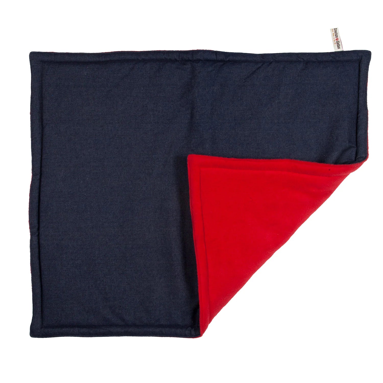 Creature Clothes Padded Dog Blanket in Denim and Red Fleece