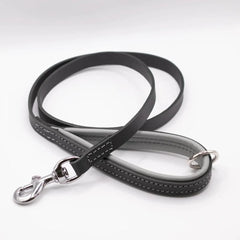 Dogs & Horses Luxury Padded Leather Dog Lead Grey