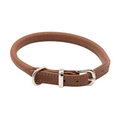 Dogs & Horses Rolled Leather Dog Collar Tan