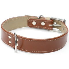 Double Trouble Wide Leather Dog Collar by Petiquette