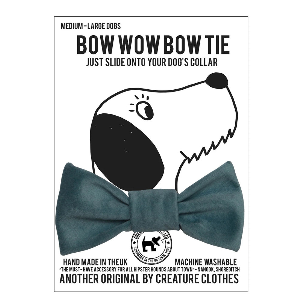 Duck Egg Blue Velvet Dog Bow Tie