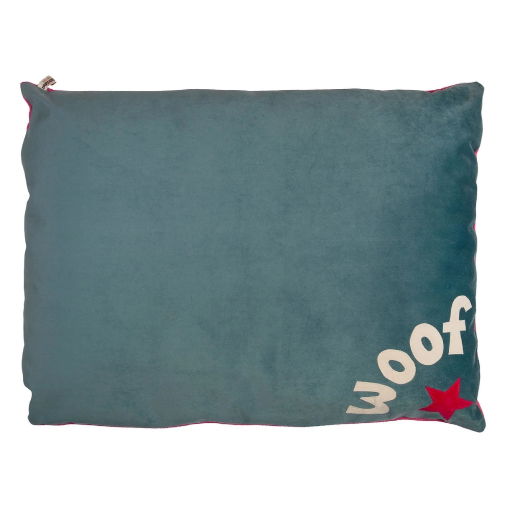 Duck Egg Blue Velvet Woof Dog Bed