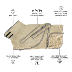 Expedition Deluxe Noodle & Microfibre Dog Drying Coat - Khaki Green