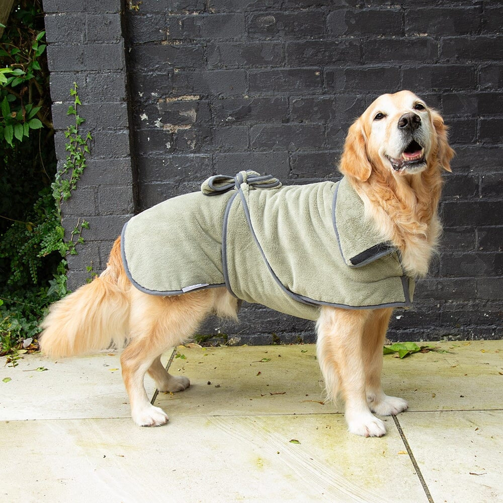 Expedition Deluxe Noodle & Microfibre Dog Drying Coat - Khaki Green
