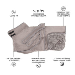 Expedition Deluxe Noodle & Microfibre Dog Drying Coat - Storm Grey