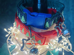 Festive Forest Christmas Dog Collar with Velvet Lining