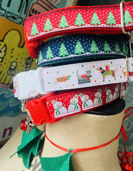Festive Forest Christmas Dog Collar with Velvet Lining