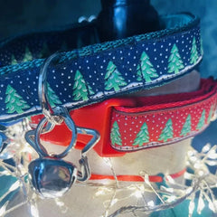Festive Forest Christmas Dog Collar with Velvet Lining