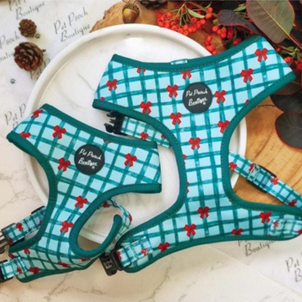 Festive Plaid Christmas Dog Harness