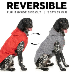 Flipside Reversible Dog Raincoat - Red/Black/White