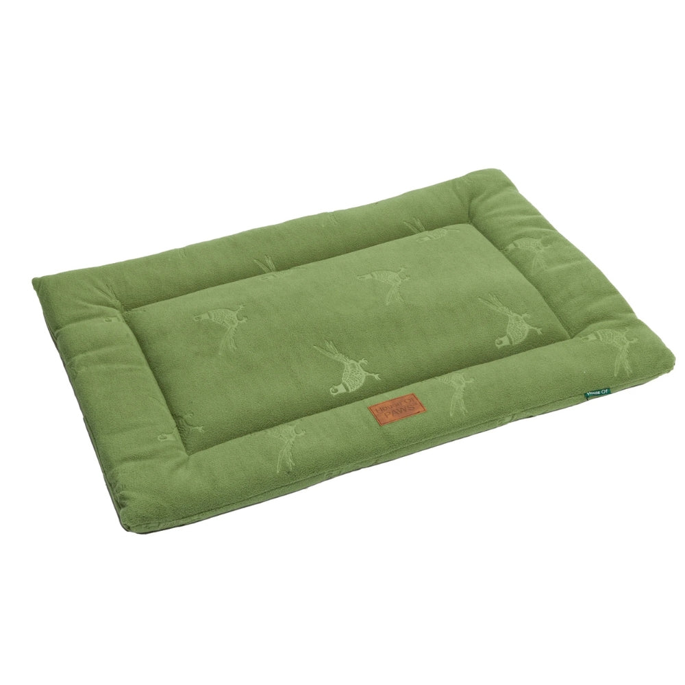 Green Embossed Pheasant Fleece Crate Mat by House of Paws