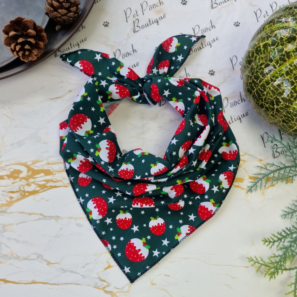 Green Festive Puddings Christmas Dog Bandana