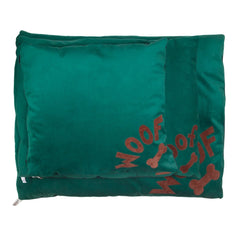 Green Velvet Woof Dog Bed