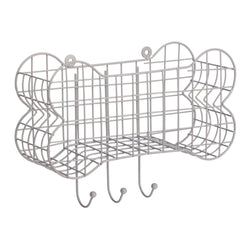 Grey Dog Bone Wire Storage Shelf And Lead Hooks by House of Paws