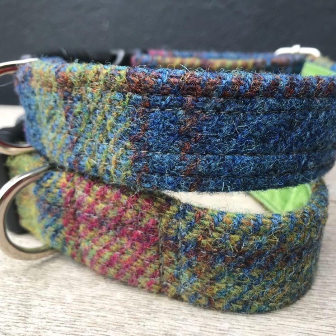 Hedgerow Harris Tweed Dog Collar with Velvet Lining
