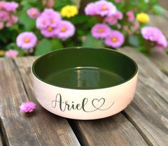Personalised Heart Font Dog Bowls With Painted Inside