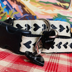 Inky Black Heart Dog Collar