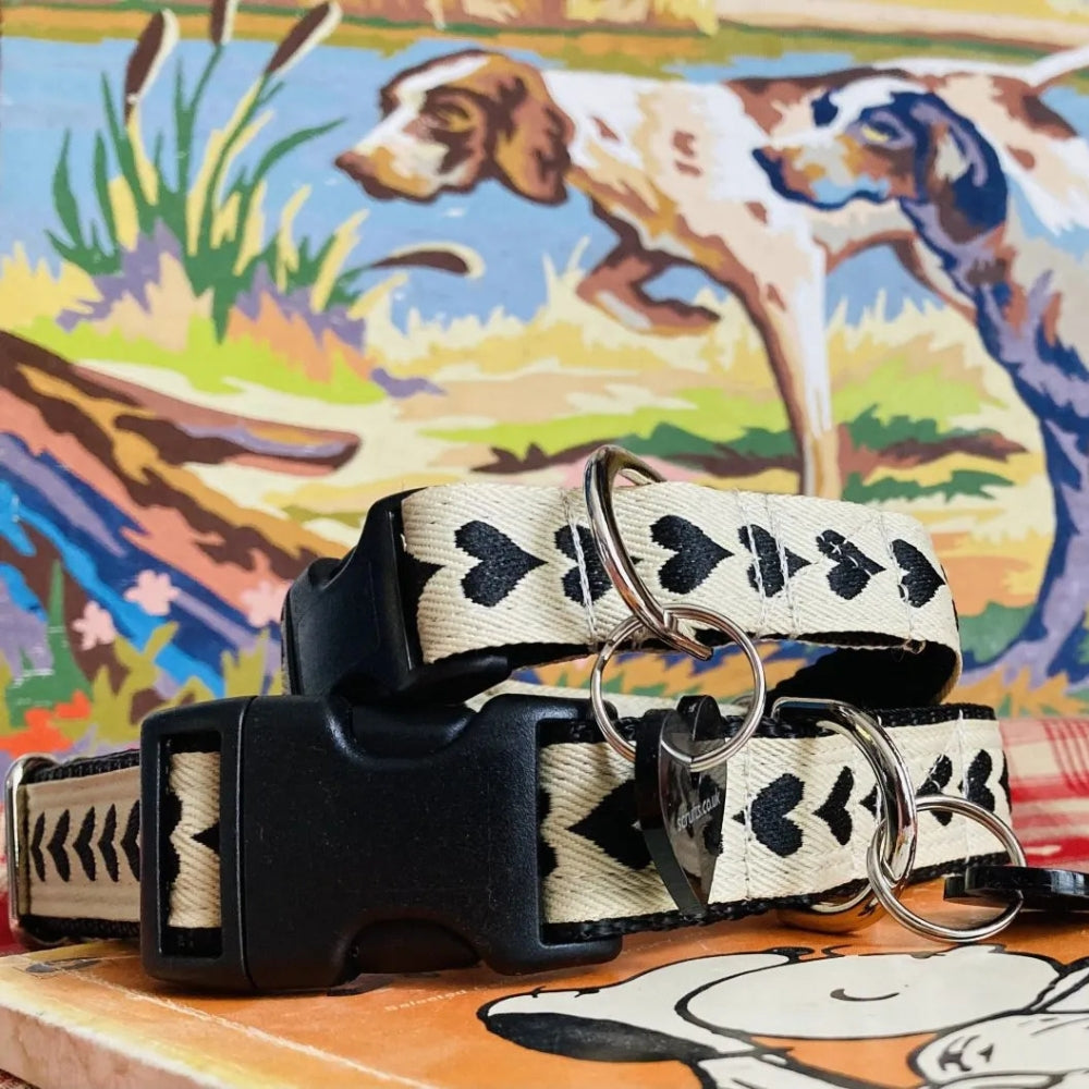Inky Black Heart Dog Collar