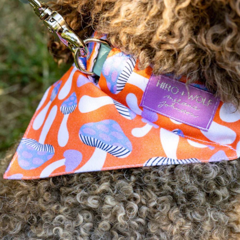 Magical Mushrooms Dog Bandana by Hiro and Wolf