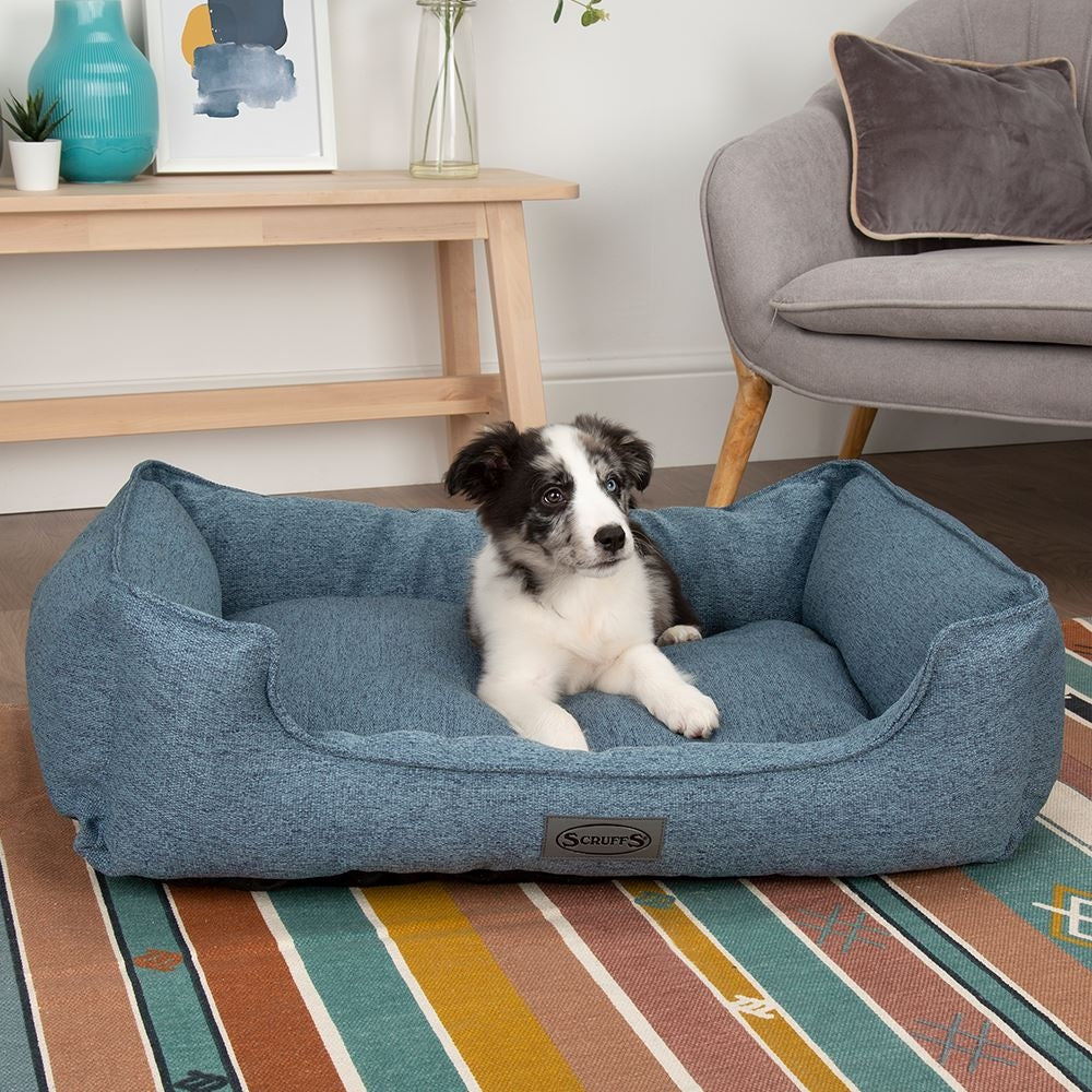 Manhattan Box Dog Bed - Denim Blue
