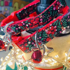 Merry Berry Christmas Dog Collar with Velvet Lining