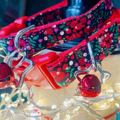 Merry Berry Christmas Dog Collar with Velvet Lining