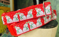 Mister Snowy Christmas Dog Collar with Velvet Lining