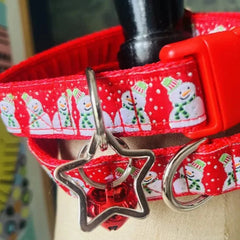 Mister Snowy Christmas Dog Collar with Velvet Lining