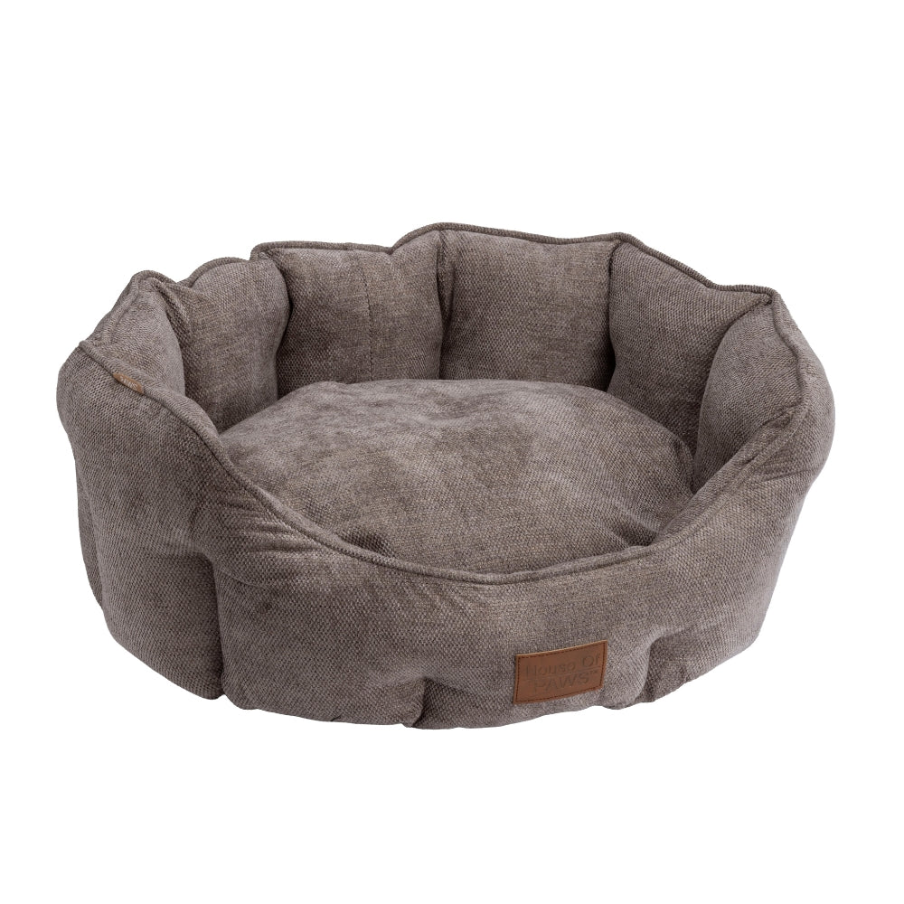 Mocha Chenille Oval Dog Bed by House of Paws