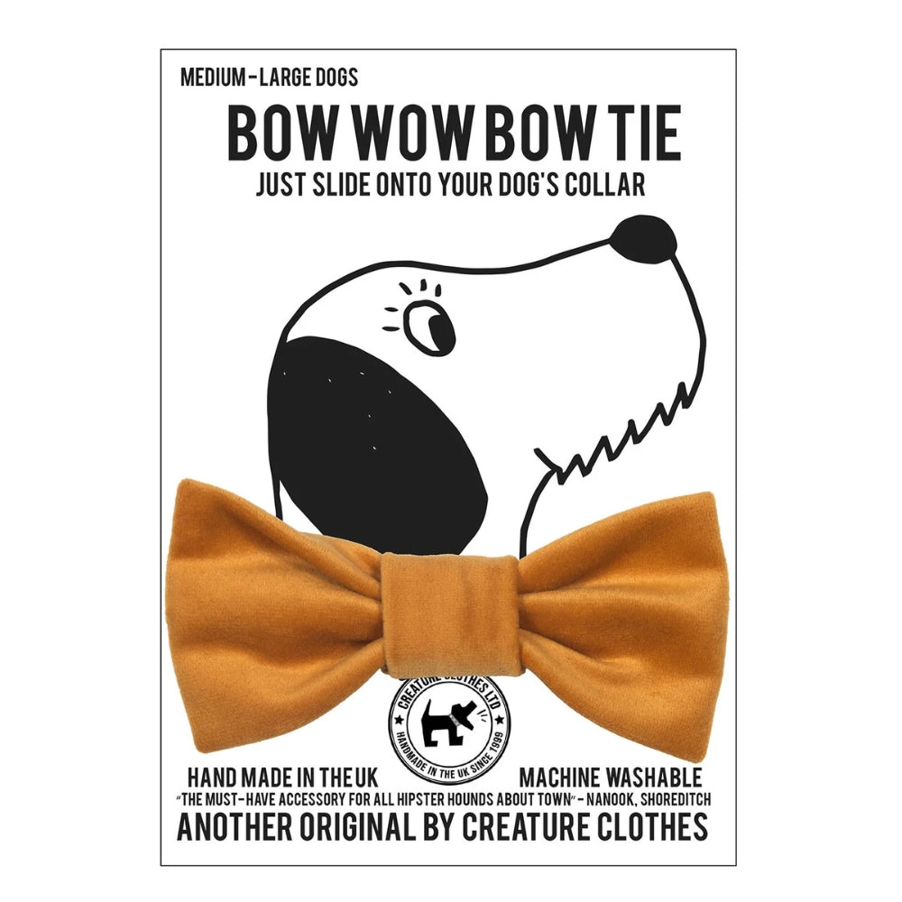 Mustard Velvet Dog Bow Tie