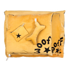 Mustard Velvet Woof Dog Bed