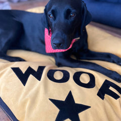 Mustard Velvet Woof Dog Bed