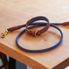 Morston Padded Leather Dog Collar - Navy