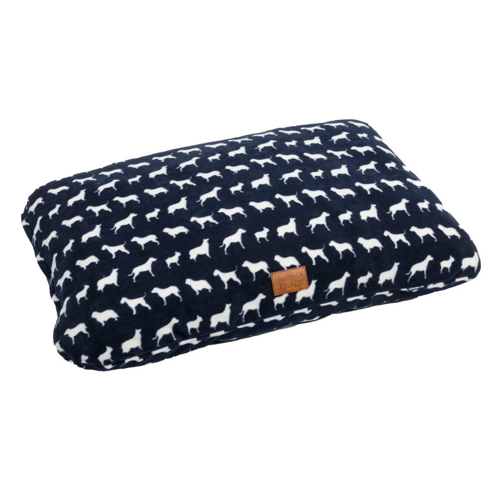 Navy Dog Fleece Cushion Dog Bed by House of Paws