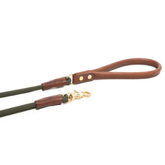 Morston Rolled Leather Dog Lead - Olive